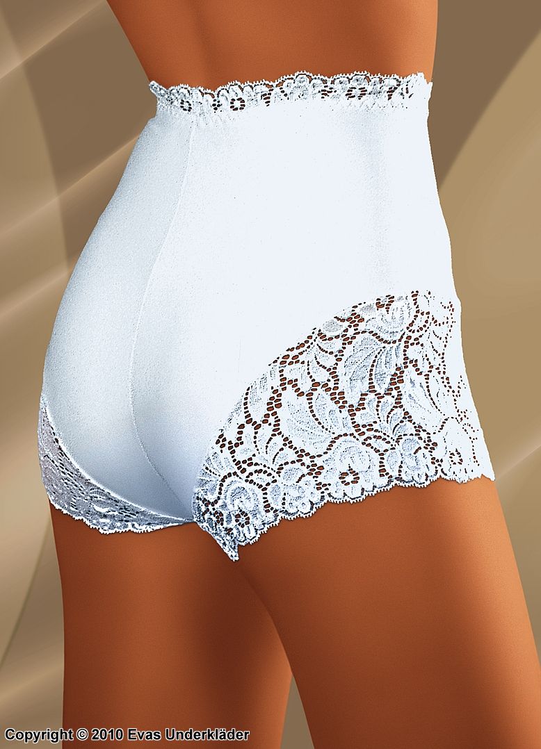 Romantic high waist panties, lace inlays